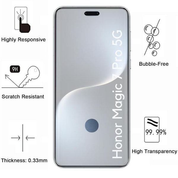 Härdat glas - Phonillico® - Honor Magic 7 Pro 5G - Pack om 4 - Repuffert - Skärmskydd Transparent