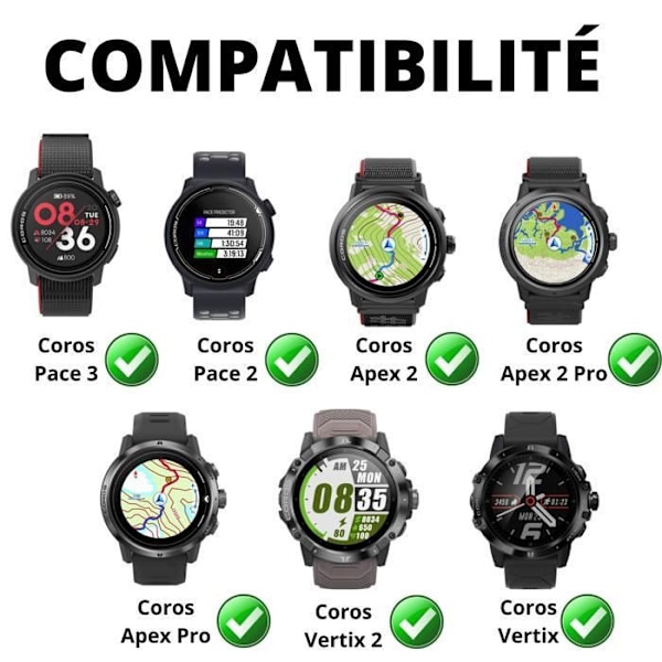 PHONILLICO oplader til Coros Pace 3/Pace 2/Apex 2/Apex 2 Pro/Vertix 2 smartwatches (sæt med 2 sorte 1m kabler)