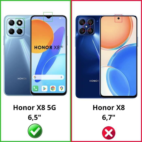 Iskuuntava kuori HONOR X8 5G:lle ja 2 lasista valmistettua suojakalvoa Phonillico®-merkillä