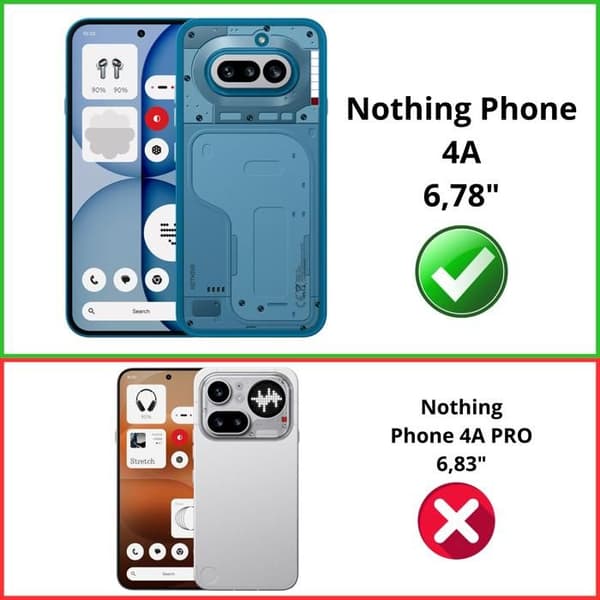 Stötsäker skal för Nothing Phone 4a och 2 härdade glas skydd film Phonillico® Transparent