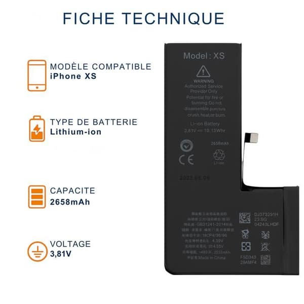 Batteri til iPhone XS - Erstatningsbatteri 2658mAh Lithium-ion Phonillico®