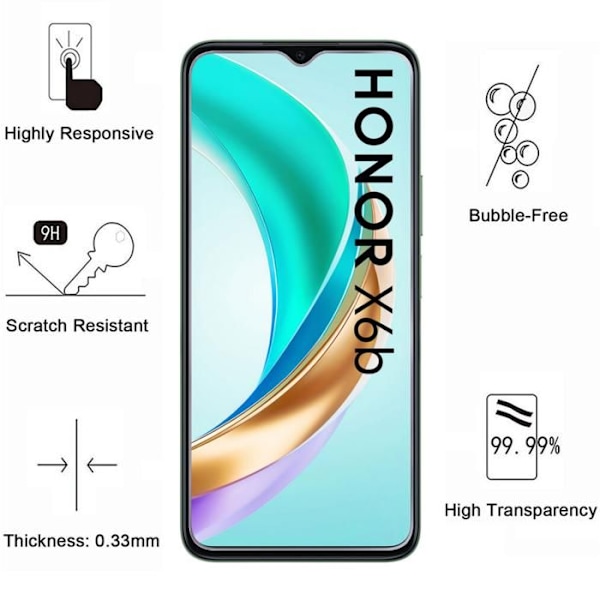 Iskunkestävä kuori - Phonillico® - Honor X6b - Pehmeä - Läpinäkyvä - 2 Lasi Taitettu Transparent