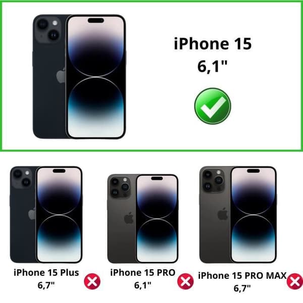 Coque til iPhone 15 - Sort Wallet med Magnetisk Klap Lomme til Kort Phonillico® Svart