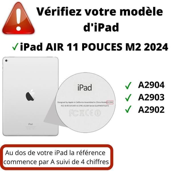 Coque Rotative 360 - Phonillico - iPad Air 11 tommer M2 2024 - Sort - Beskyttelse - Multi-positioner Svart