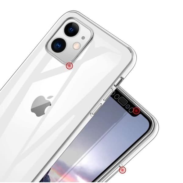 Coque - PHONILLICO - iPhone 12 MINI - Blød Silikone - Transparent - Beskyttelse 2 Dele Transparent