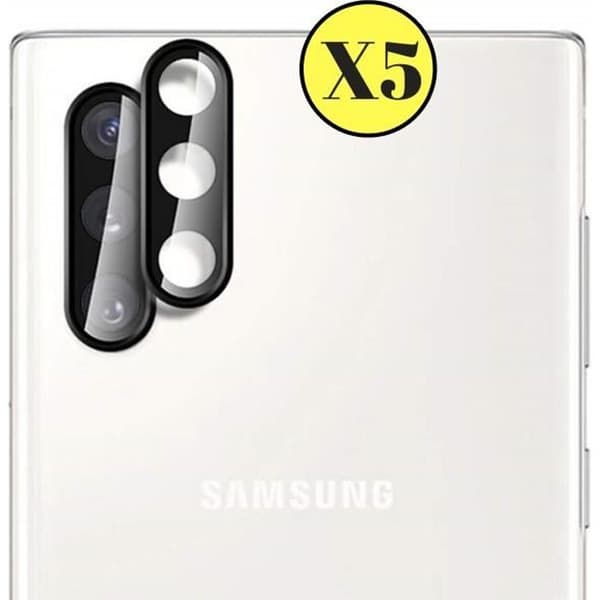 5-pack Härdat Glas Kamera Skydd för Samsung Galaxy NOTE 10 - NOTE 10 PLUS - Skyddande Linsskydd Svart