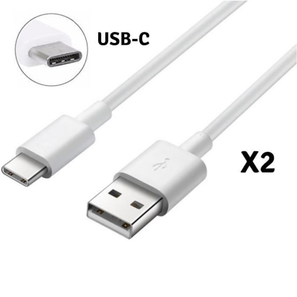 [Kompatibel med Samsung Galaxy A3-A5-2017-A8-A9-2018] Lot 2 Kablar Typ USB-C Laddare Vit Micro USB 1 Meter [Phonillico®]