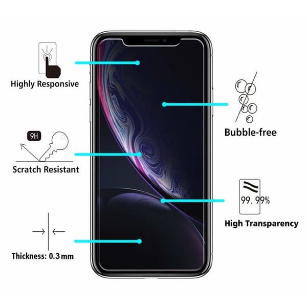 Stødabsorberende cover til iPhone XR og 2 hærdede glas skærmbeskyttelse Phonillico® Transparent
