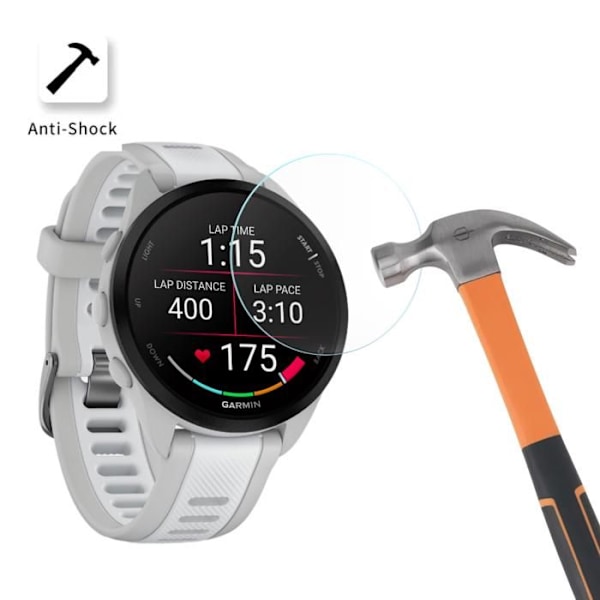 Hærdet Glas til Garmin Forerunner 165 / Forerunner 165 Music [Sæt af 2] Beskyttelsesfilm til Urskærm Anti-Rids Phonillico Transparent
