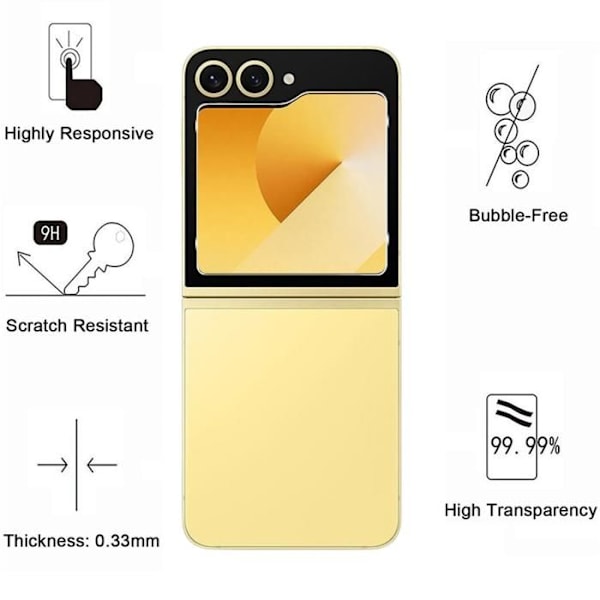 Suojakalvo - Phonillico - Samsung Galaxy Z FLIP 6 - Pakkaus 2 - Karkaistu lasi - Kameransuoja Transparent