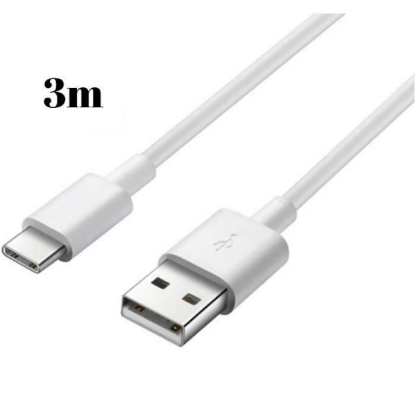 Kabel för Samsung Galaxy A20E, A40, A50, A70, A80, S10, S9, S8, NOTE 10, NOTE 9, NOTE 8 - USB-C Laddkabel 3 Meter [Phonillico®]
