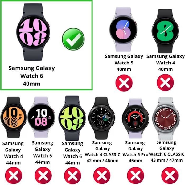 Coque kompatibel med Samsung Galaxy Watch 6 40mm - Hård skyddande transparent fodral med härdat glas Phonillico® Transparent
