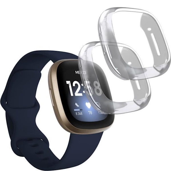 Fitbit Versa 3 - Fitbit Sense-kompatibelt fodral [2-pack] Mjukt TPU-skyddande genomskinligt fodral Phonillico®