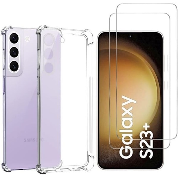 Iskunkestävä kuori Samsung Galaxy S23 PLUS:lle ja 2 Karkaistua Lasi Näytönsuojakalvoa Phonillico®