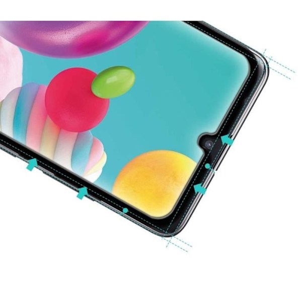 Härdat glas - Phonillico® - Samsung Galaxy A41 - Paket med 2 - Transparent - Svart kant Transparent, svart