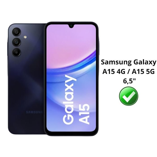 Coque - Phonillico® - Samsung Galaxy A15 4G/5G - Musta Lompakko - Nahkaefekti - Tukeva Toiminto Svart