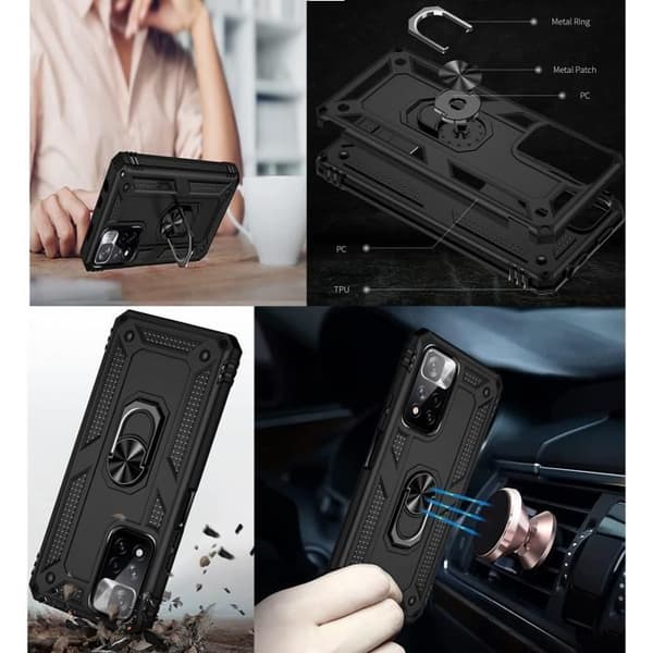 Coque Sort til Xiaomi Redmi Note 11 PRO+ 5G - Redmi Note 11 PRO PLUS 5G - Stødabsorberende Slagfast Militær Stil Robust Phonillico® Svart