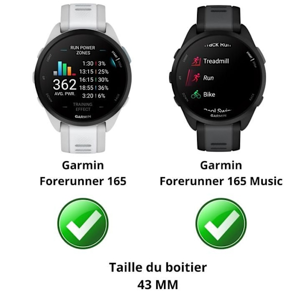 Smartklocka-fodral - Phonillico - Garmin Forerunner 165 - Transparent - Härdat glas - Skärmskydd Transparent