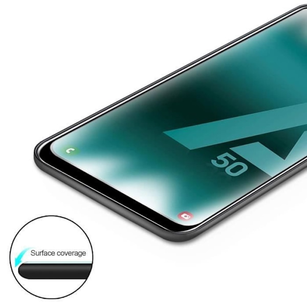 Skærmbeskyttelsesfilm - Phonillico® - Samsung Galaxy A50 - Hærdet glas - Sort kant - Ridsafvisende Svart