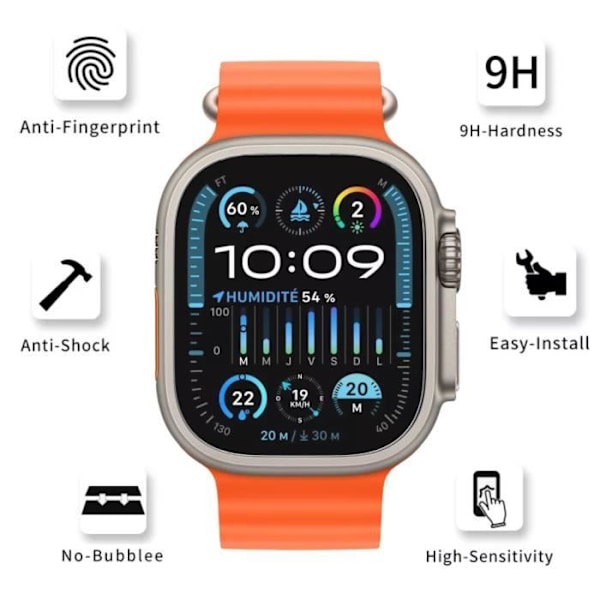 Härdat Glas för Apple Watch ULTRA 2 49 mm [Paket 2] Skyddande Skärmskydd för Smartwatch Phonillico®