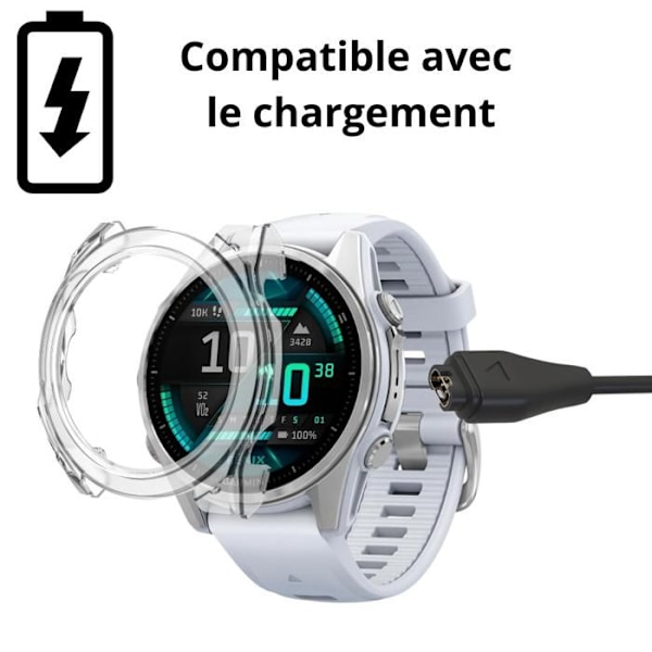 Garmin Fenix 8 43mm yhteensopiva suojakuori - Kovaa suojaa, läpinäkyvä kotelo, panssaroitu lasinäyttö Phonillico® Transparent