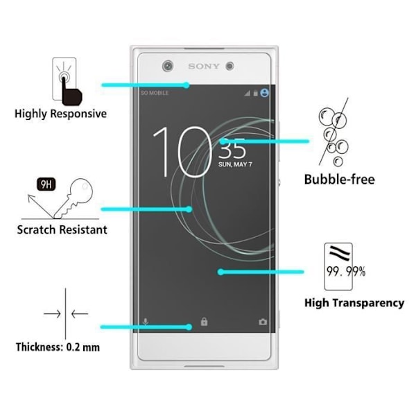 Elokuvan lasisuoja - Phonillico® - Sony Xperia XA1 - 3 kappaleen pakkaus - Karkaistu lasi - Kestävä naarmuille