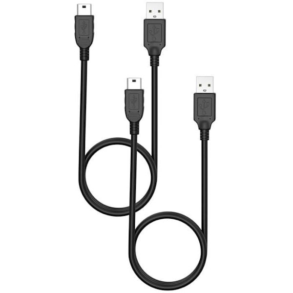 Lot 2 kablar för Canon PowerShot A3350 IS/A3400 IS/A3500 IS/A40/A400/A4000 IS - Kabel MINI USB/USB 2.0 Svart 1 Meter Phonillico® Svart