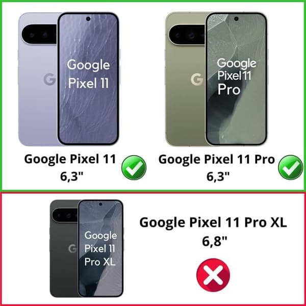 Stødabsorberende cover til Google Pixel 11 / Pixel 11 Pro og 2 hærdede glas skærmbeskyttelse Phonillico® Transparent