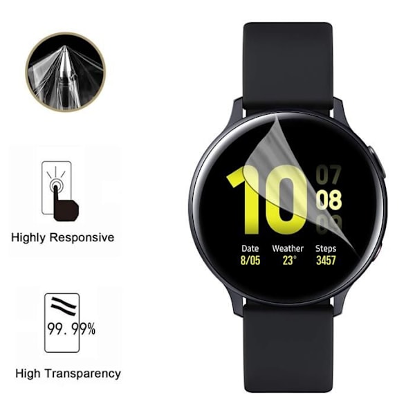 Skydd för skärm till Samsung Galaxy Watch Active 2 - 44mm [Pack 8] Hållbar ultratunn plastskydd Phonillico Transparent