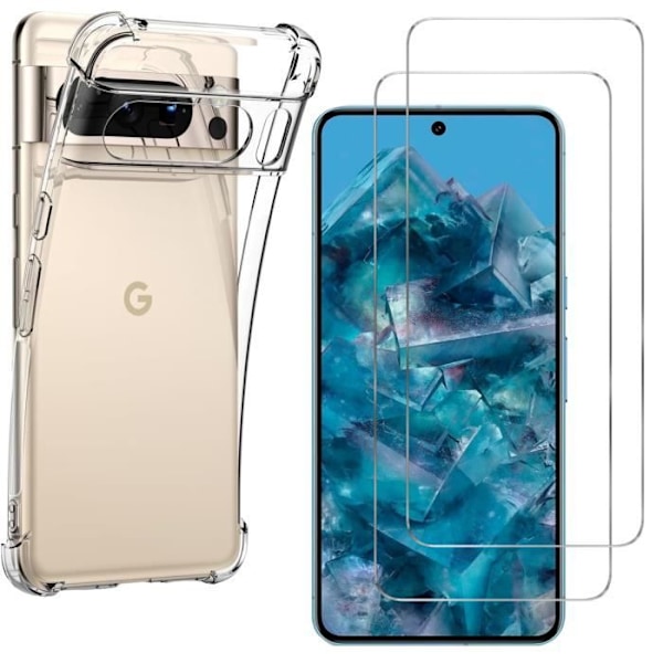 Iskunkestävä kuori - Phonillico® - Google Pixel 8 PRO - Pehmeä silikoni - Vahvistettu suoja - Läpinäkyvä Transparent