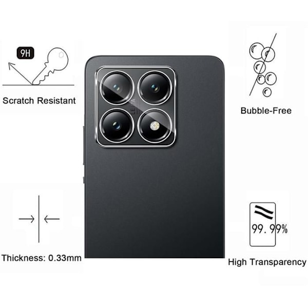 Hærdet Glas - Phonillico® - Xiaomi 14T PRO - Pakke 2 - Skærm- og Kamerabeskyttelse - Transparent Transparent