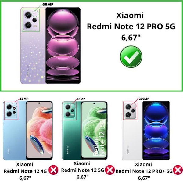 Härdat glas för Xiaomi Redmi Note 12 PRO 5G [Pack 2] Skyddsglasfilm Phonillico® Transparent