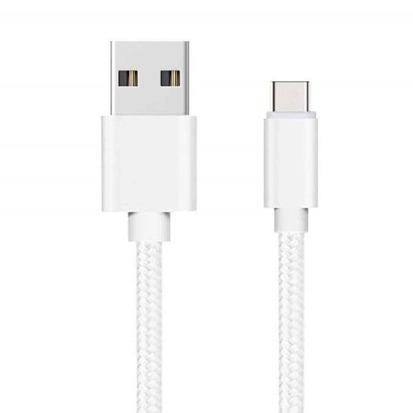 USB-C-kabel til Samsung Galaxy Tab S6 Lite 10.4 - Tab A 8.4 - Tab A7 10.4 - Tab A7 Lite 8.7 - Hvid nylon 1 meter Phonillico®