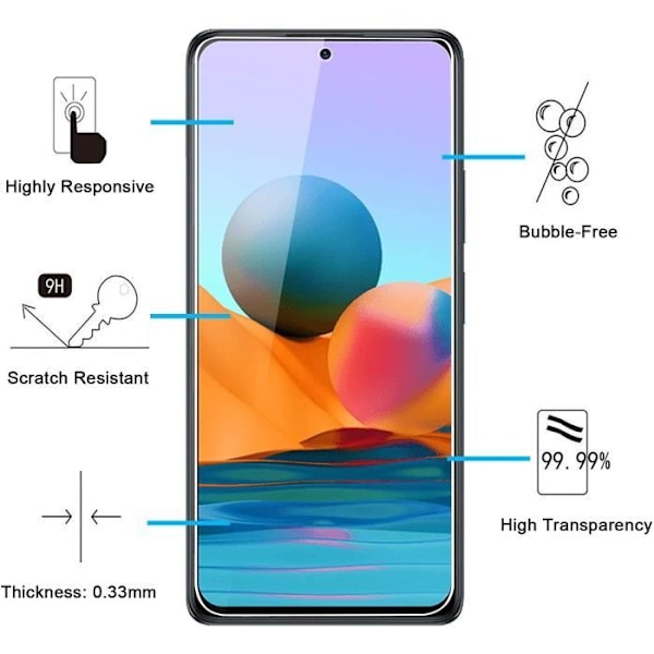 Skyddsfodral för Xiaomi REDMI NOTE 10 PRO och 2 Härdade Glas - Mjuk Silikon Skyddsfilm för Skärm Phonillico® Transparent