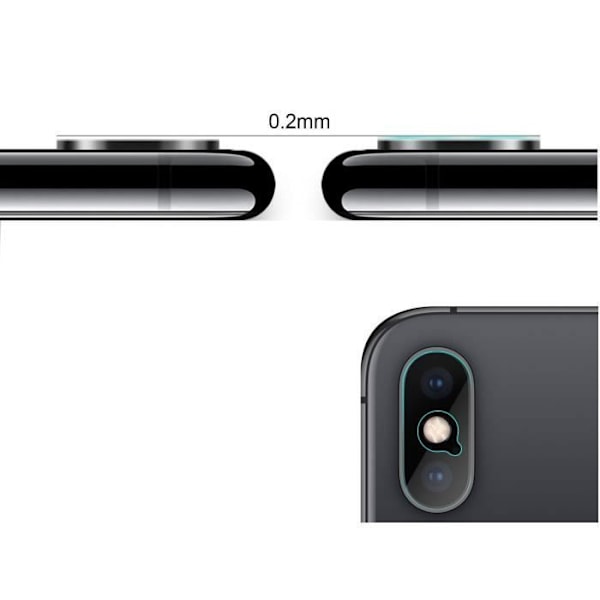 Sæt med 2 hærdede glasbeskyttere til kameraet for Apple iPhone X - iPhone XS - iPhone XS MAX - Beskyttelsesfilm til kameralinse Transparent med svart kant