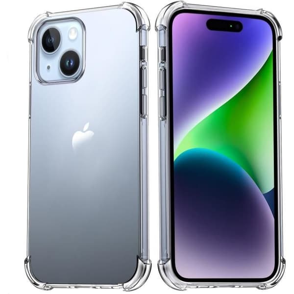 Stötsäker skal för iPhone 15 PLUS - Mjuk och transparent silikon-skydd Phonillico®