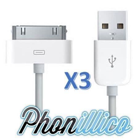 USB-kaapelit - PHONILLICO - iPhone 4 - 3 kappaletta - Valkoinen - Langallinen