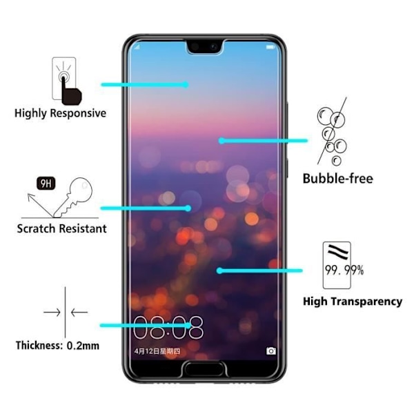 Filmbeskydd för skärm - Phonillico - HUAWEI P20 - Härdat glas - Repfria - Transparent Transparent