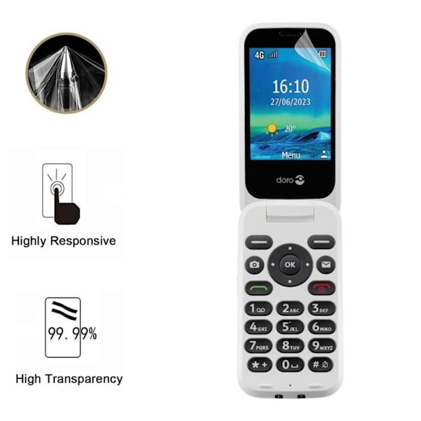 Skærmbeskyttelse - Phonillico - Doro 6880 - Pakke med 2 - Ultra tynd - Ridsefast Transparent