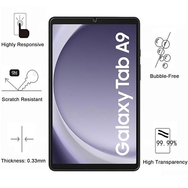 Härdat Glas - Phonillico - Samsung Galaxy Tab A9 2023 - Pack om 2 - Repellerande - 8,7 tum