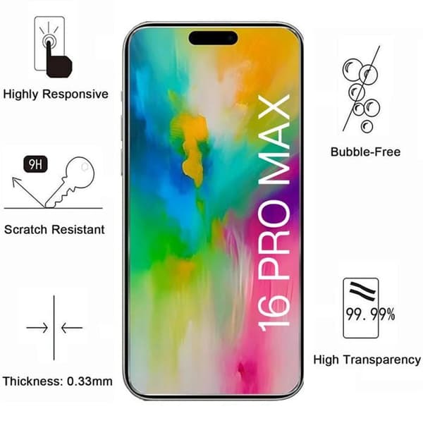 Filmm Spänt Glas för iPhone 16 PRO MAX och Kameraskydd [Pack 2] Skyddsglas Phonillico® Transparent