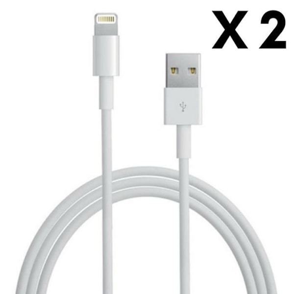 [Kompatibel iPhone XSMAX-XR-XS-X-8PLUS-8-7PLUS-7-6PLUS-6-5-SE] Lot 2 Kablar USB Laddare Vit 1 Meter [Phonillico®]