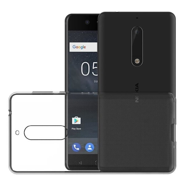 Coque NOKIA 5 - Transparent Silikone + Beskyttelsesfilm i Tempereret Glas [Phonillico®] Transparent