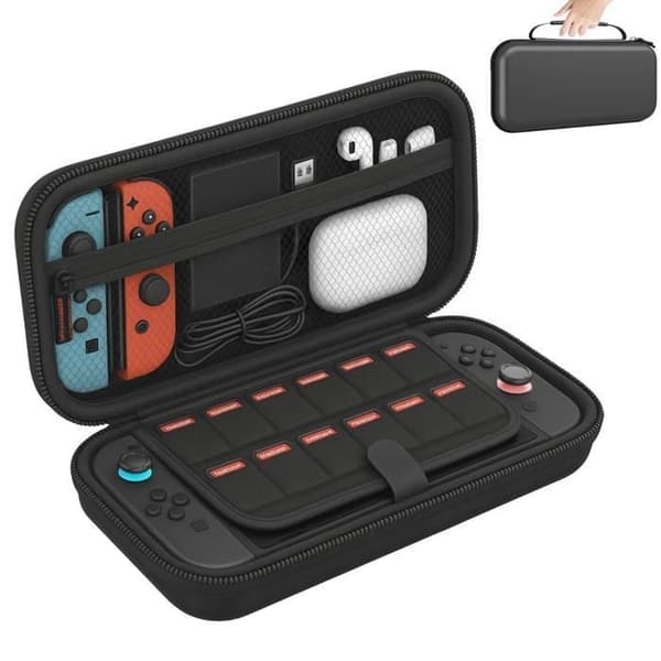 Etui til Nintendo Switch 2 - Sort transportpouch til opbevaring med kortpladser til spil Phonillico® Svart