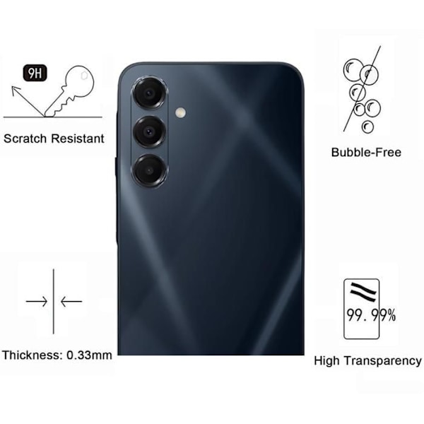 Tempered Glass til Samsung Galaxy A16 4G / A16 5G og Kamerabeskyttelse [Pakke 2] Filmbeskyttelse Phonillico® Transparent
