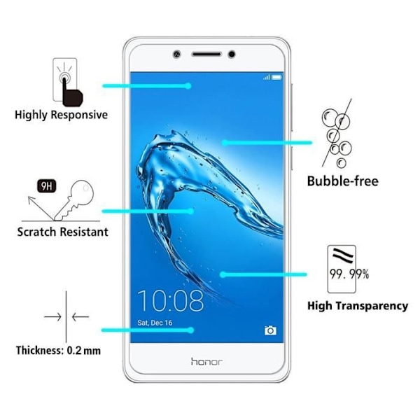 Skärmskydd - Phonillico® - HUAWEI HONOR 6C - Härdat glas - Repfria - Transparent Transparent