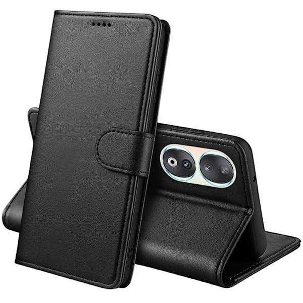 Coque - Phonillico - Honor 90 Smart 5G - Sort - Semi-rigid - Lædereffekt Svart