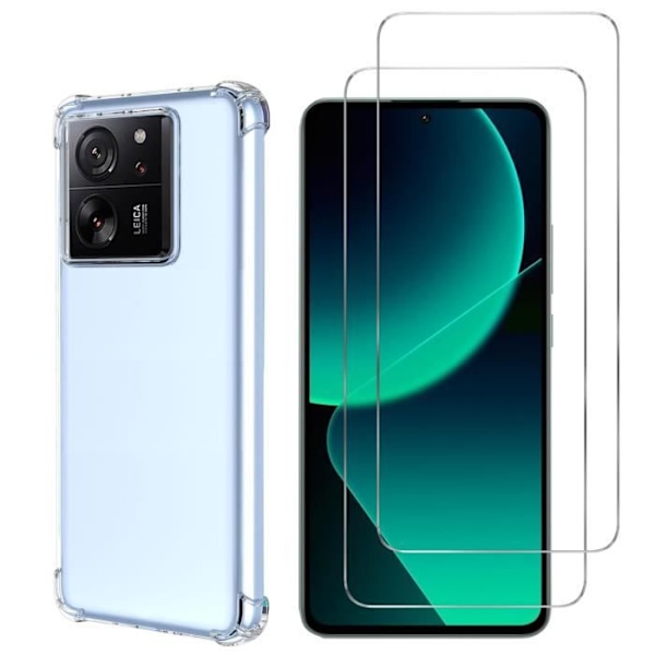 Stødbeskyttende cover til Xiaomi 13T - 13T PRO og 2 hærdet glas skærmbeskyttelsesfilm Phonillico®