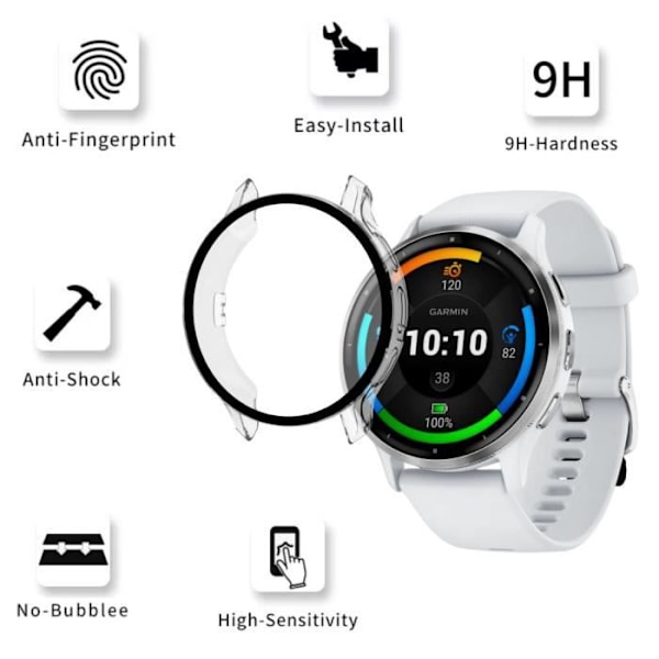 Skyddskompatibel Garmin Venu 3 45mm - Hårt skal för smartklocka, genomskinligt fodral med härdat glas Phonillico® Transparent