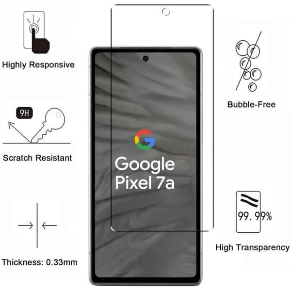 Skyddsglas - Phonillico - Google Pixel 7a - 2-pack - Härdat glas - Ridsäkert Transparent